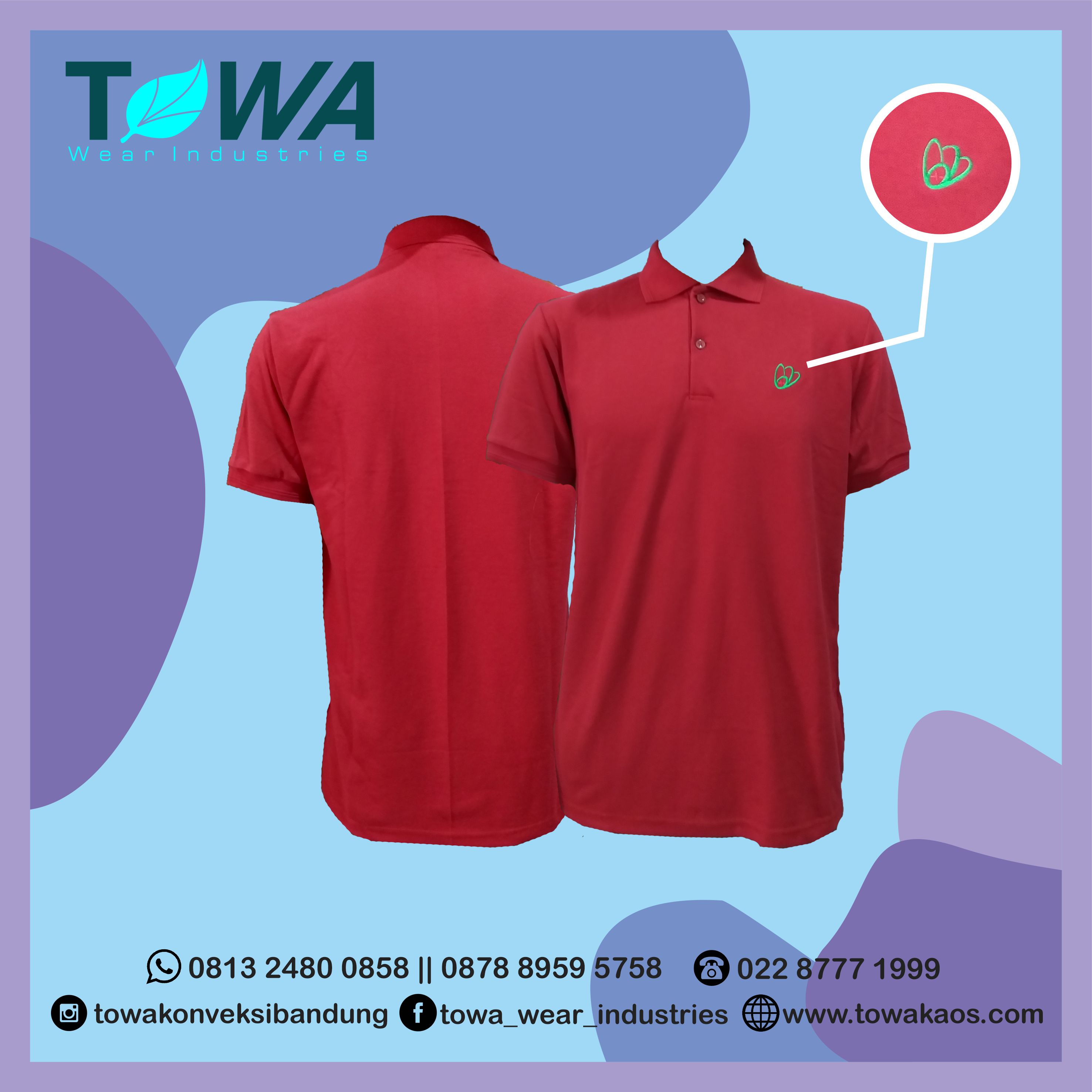 baju poloshirt pendek event jombang bahan lacoste warna merah