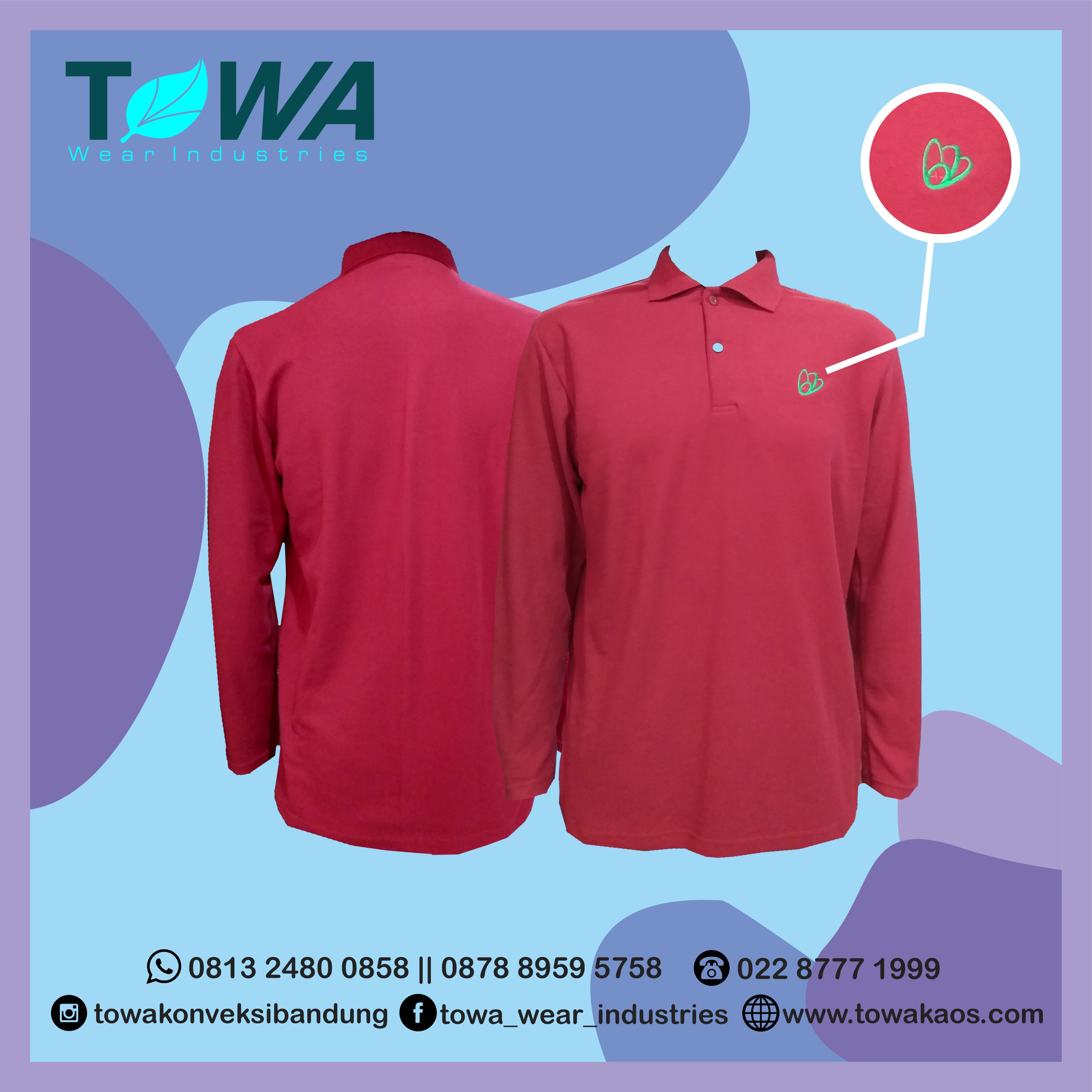 baju poloshirt panjang event jombang bahan lacoste warna merah