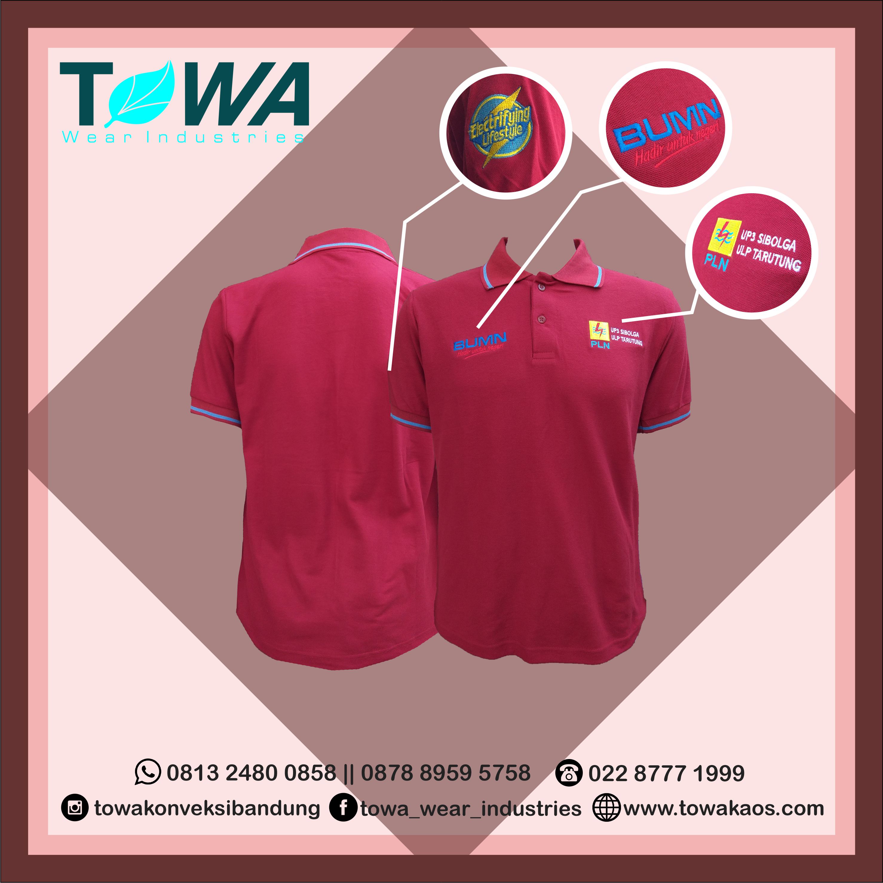 baju poloshirt pln bahan lacoste warna merah bordir