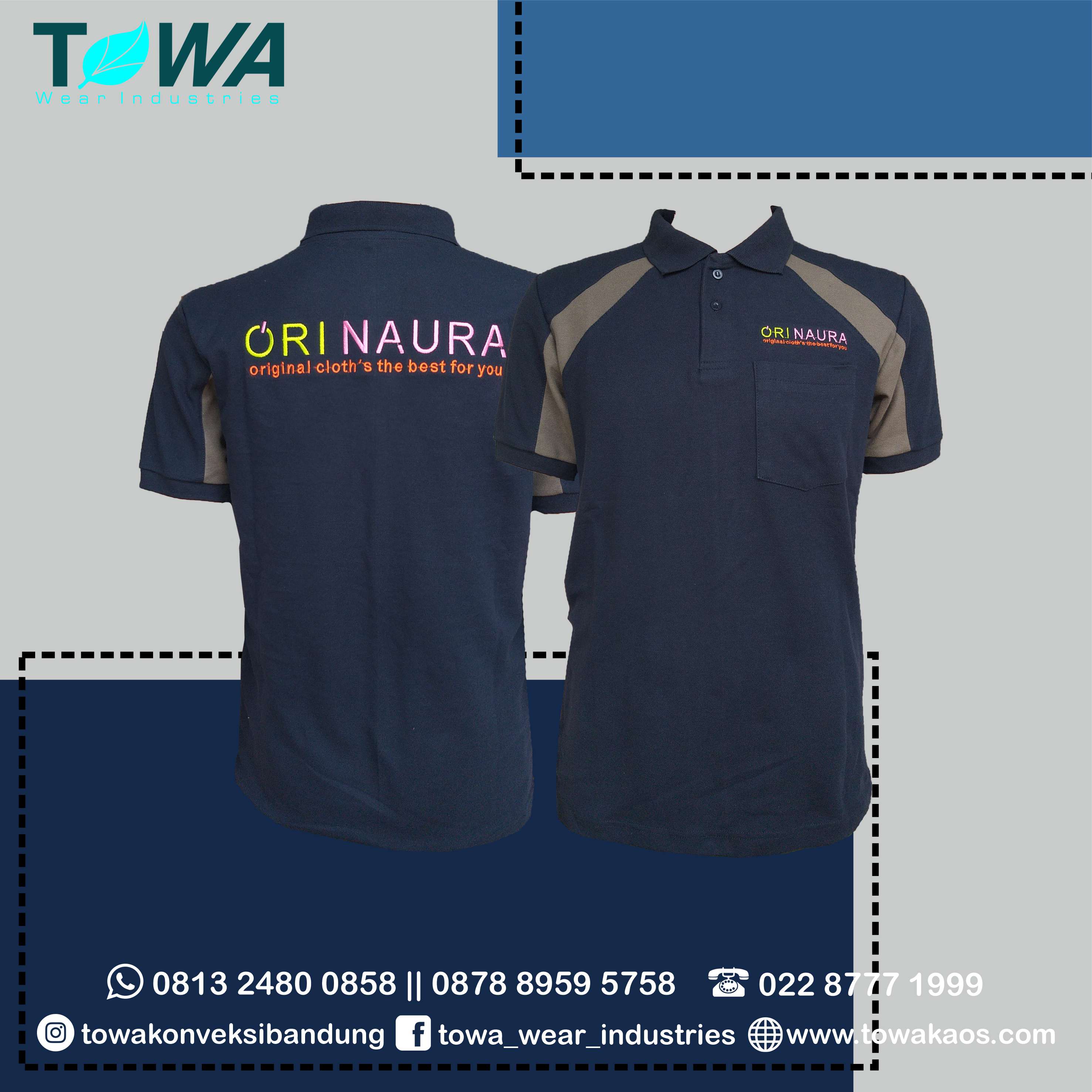 baju poloshirt kombinasi orinaura bahan lacoste warna navy abu