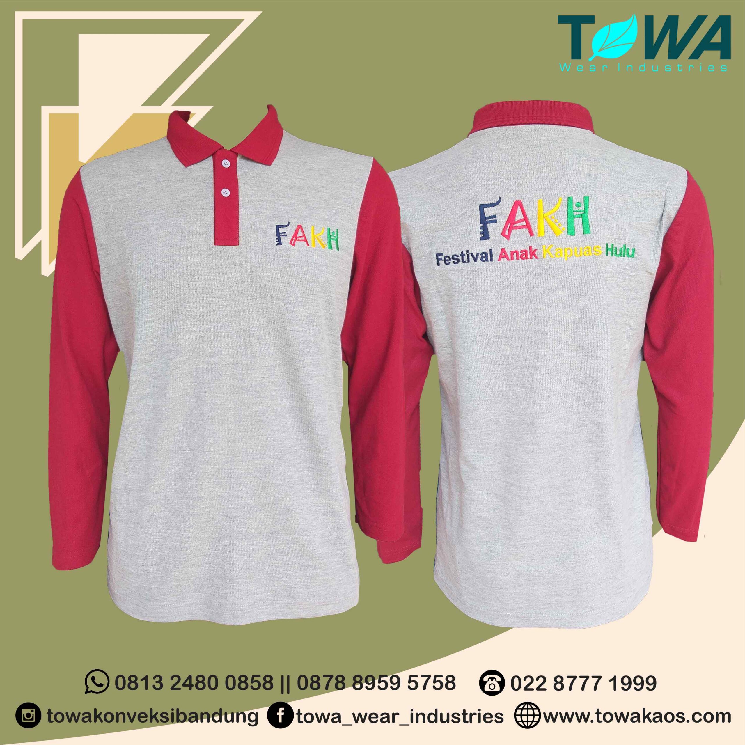 baju poloshirt panjang baju kerah abu merah festival anak kapuas hulu kalimantan barat bahan lacoste