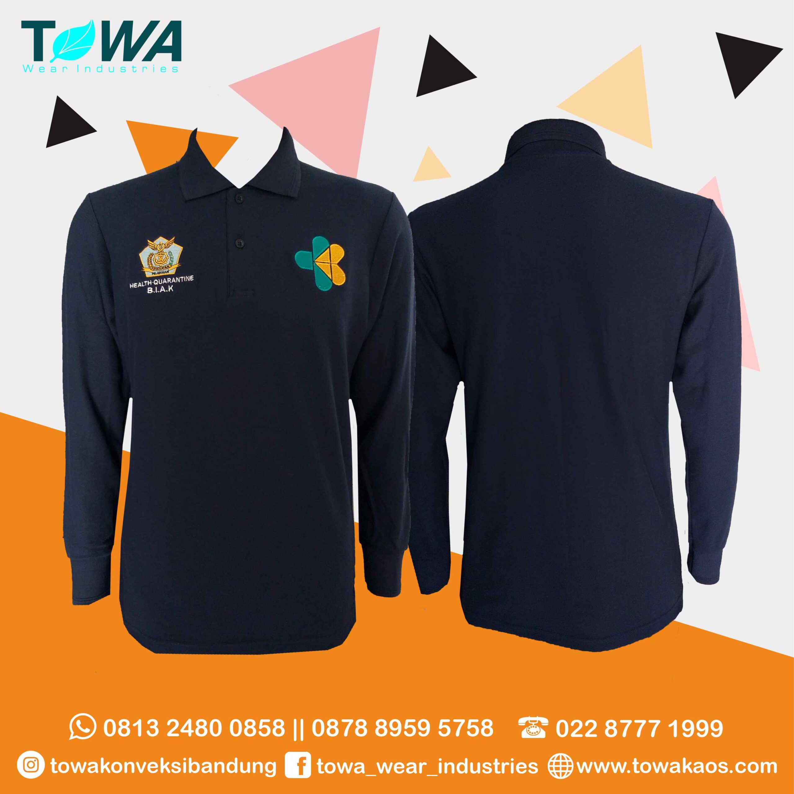 baju poloshirt kesehatan pelabuhan panjang bahan lacoste warna navy 1