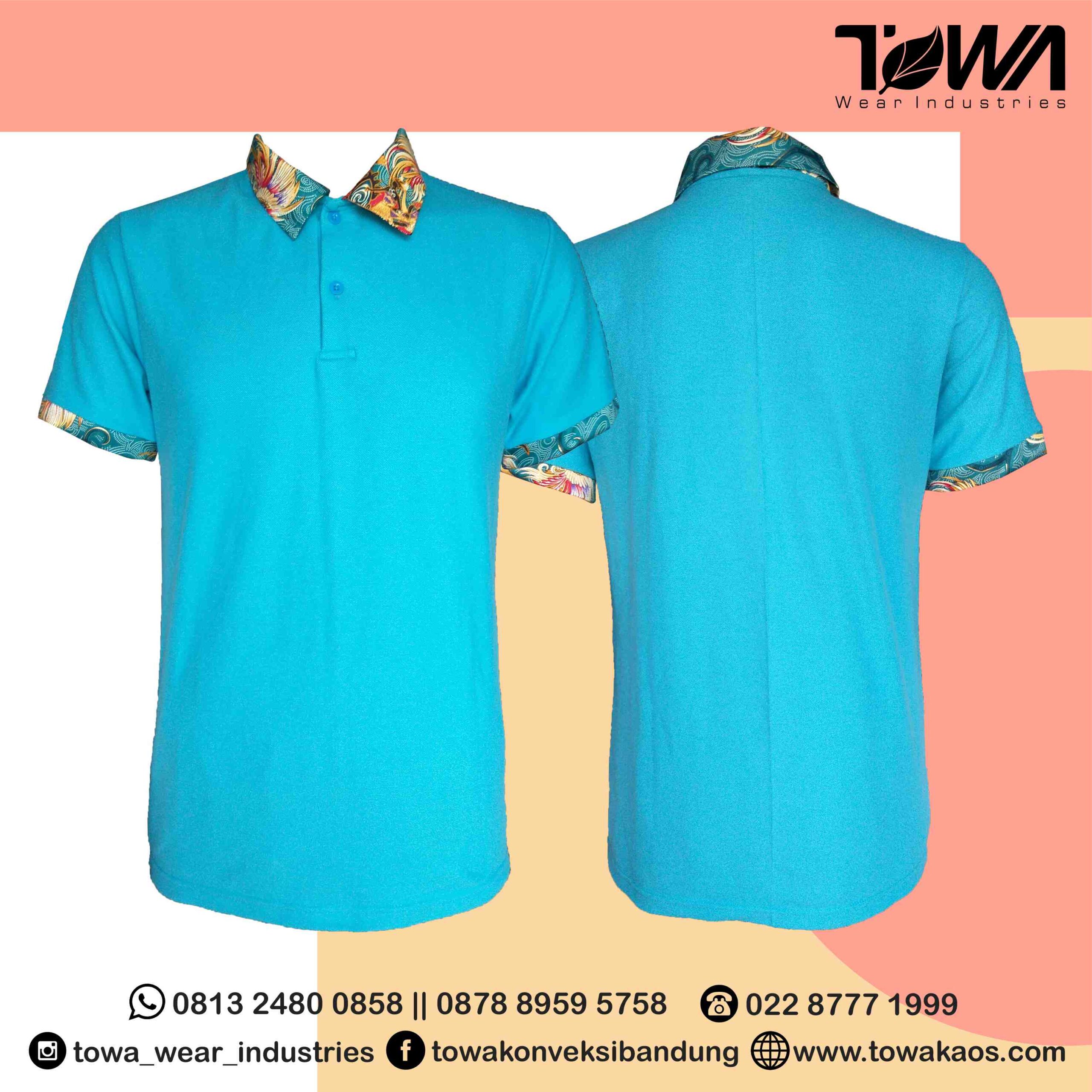 baju poloshirt kombinasi batik bahan lacoste cotton turkis
