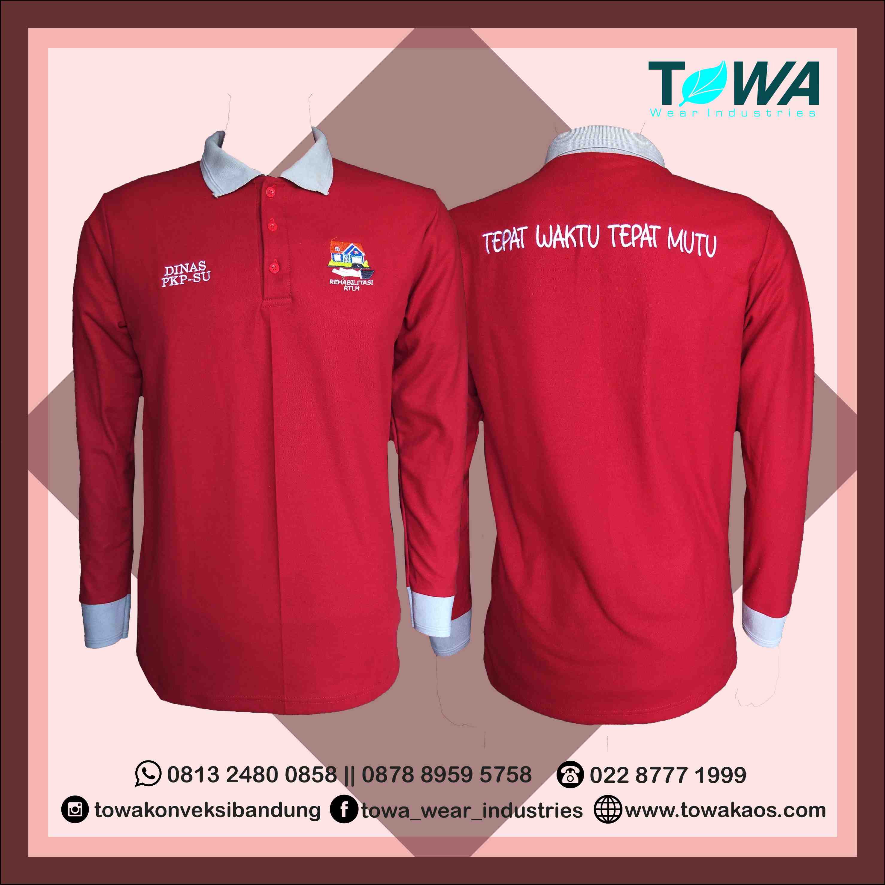 baju poloshirt dinas pkp su kombinasi bahan lacoste cotton panjang