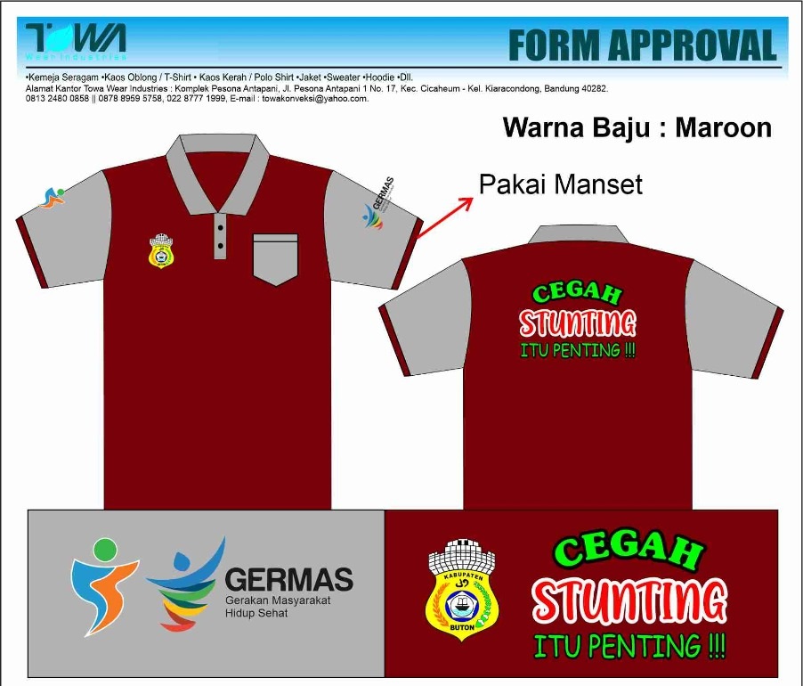 Desain Seragam Germas Buton Untuk Penyuluhan Masyarakat Pola Hidup Sehat Towa Wear Industries