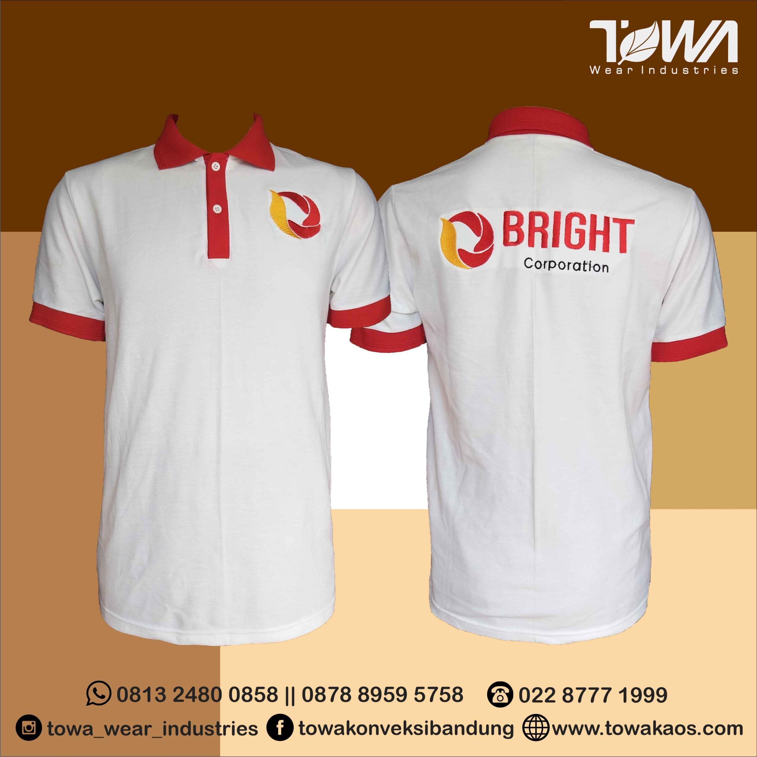 baju poloshirt baju perusahaan bright corporation bahan lacoste cotton
