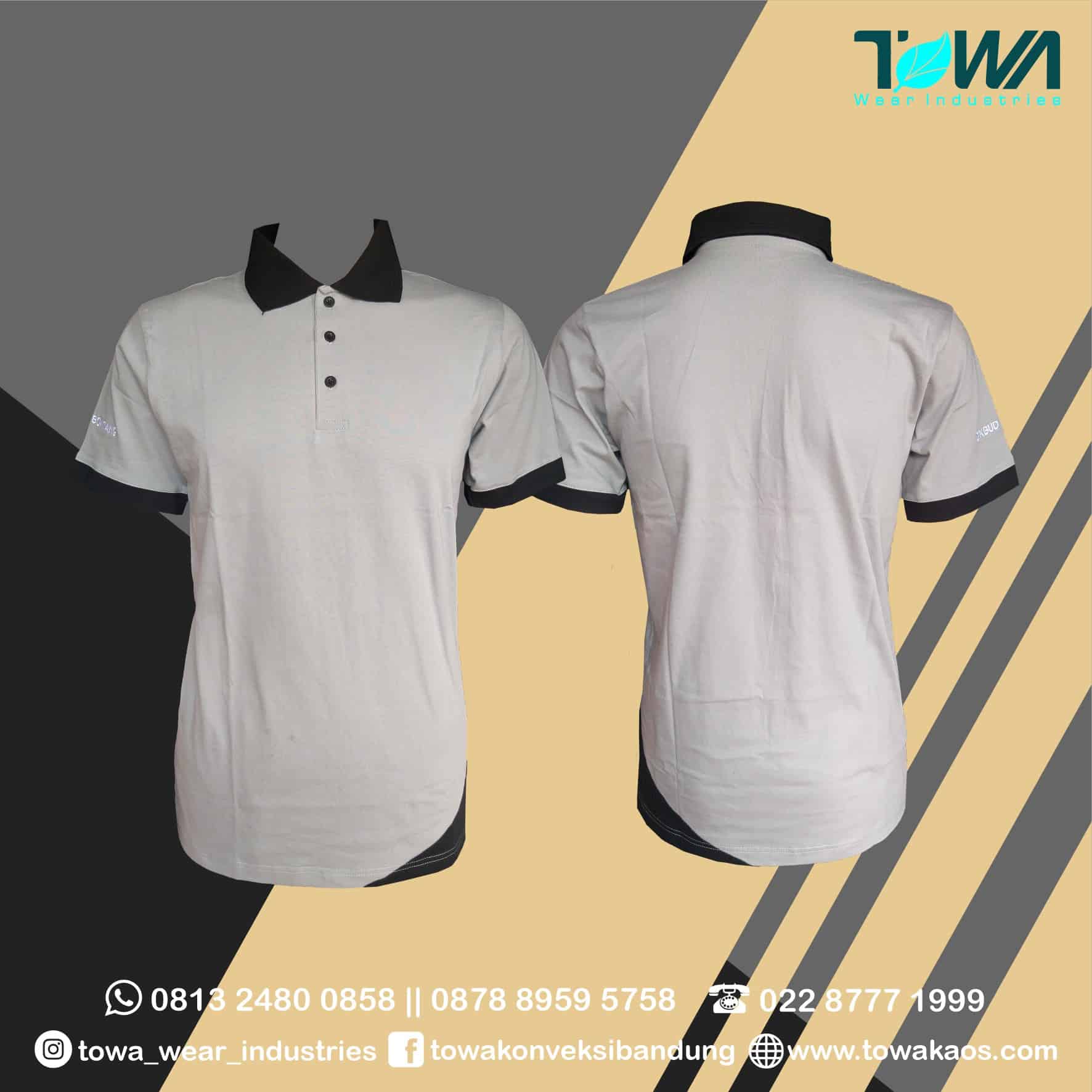 baju poloshirt cotton combed dikbud bontang lengan pendek abu