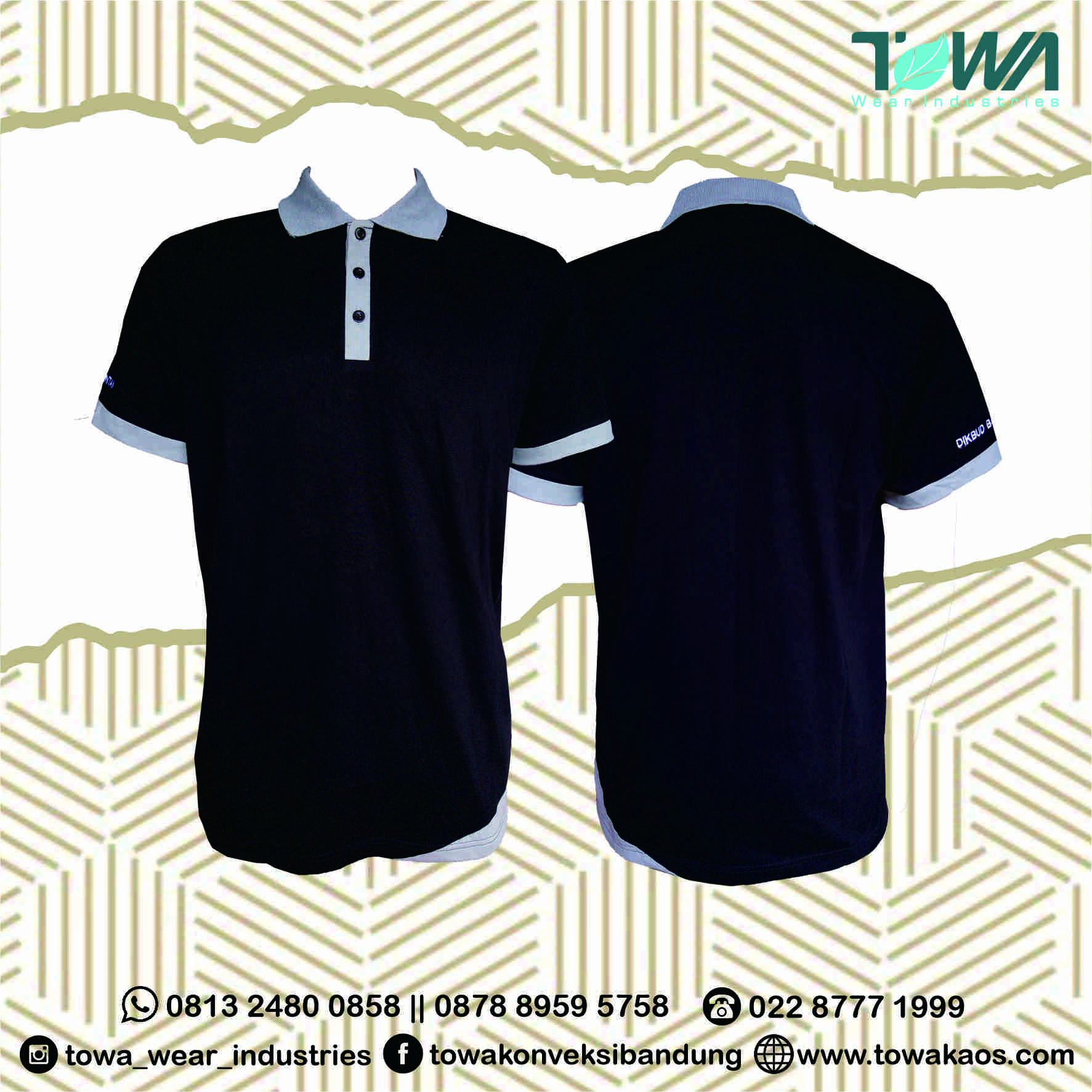 baju poloshirt cotton combed dikbud bontang lengan pendek