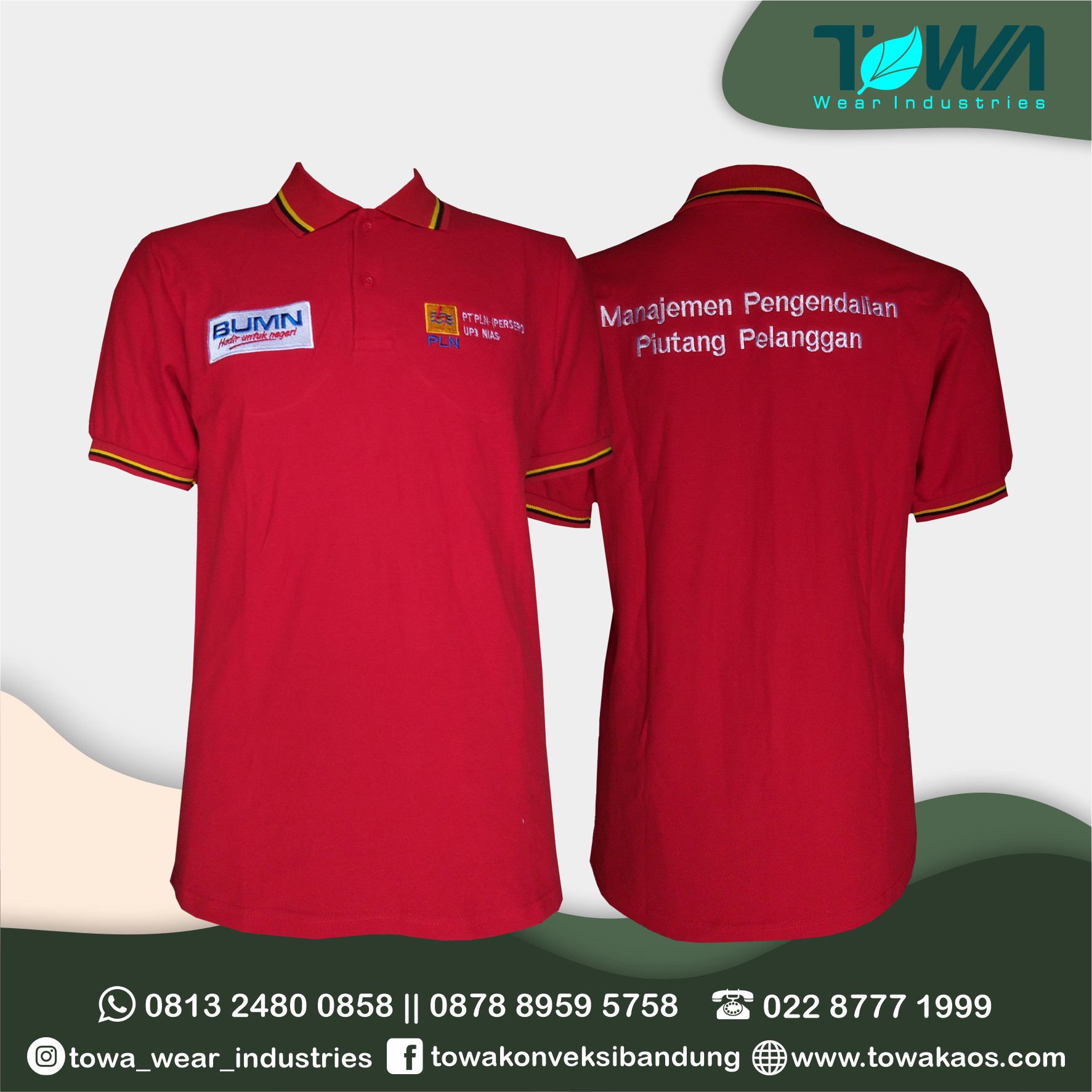 baju poloshirt pln sumatera utara merah cabai