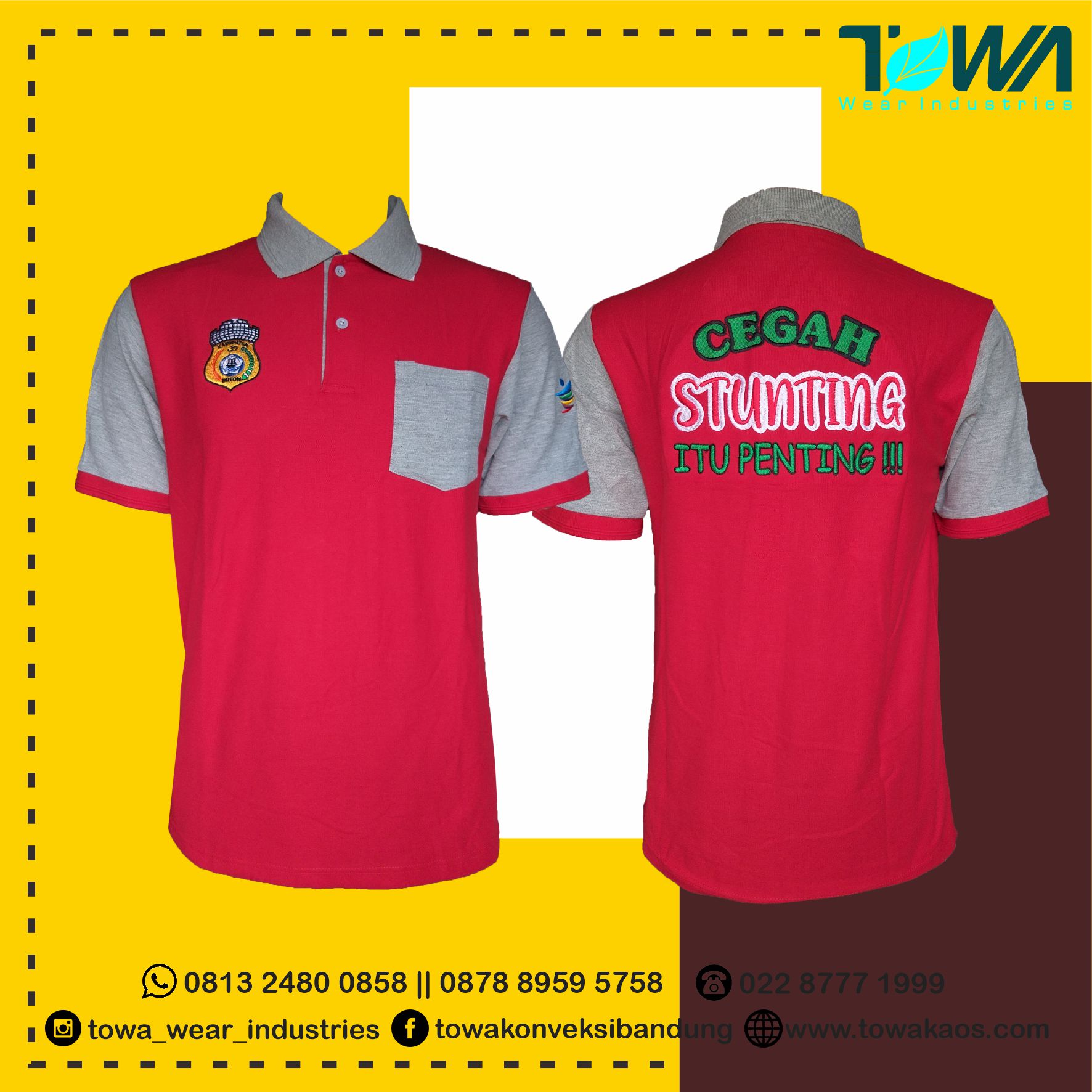 baju poloshirt cegah stunting bahan lacoste cotton kombinasi