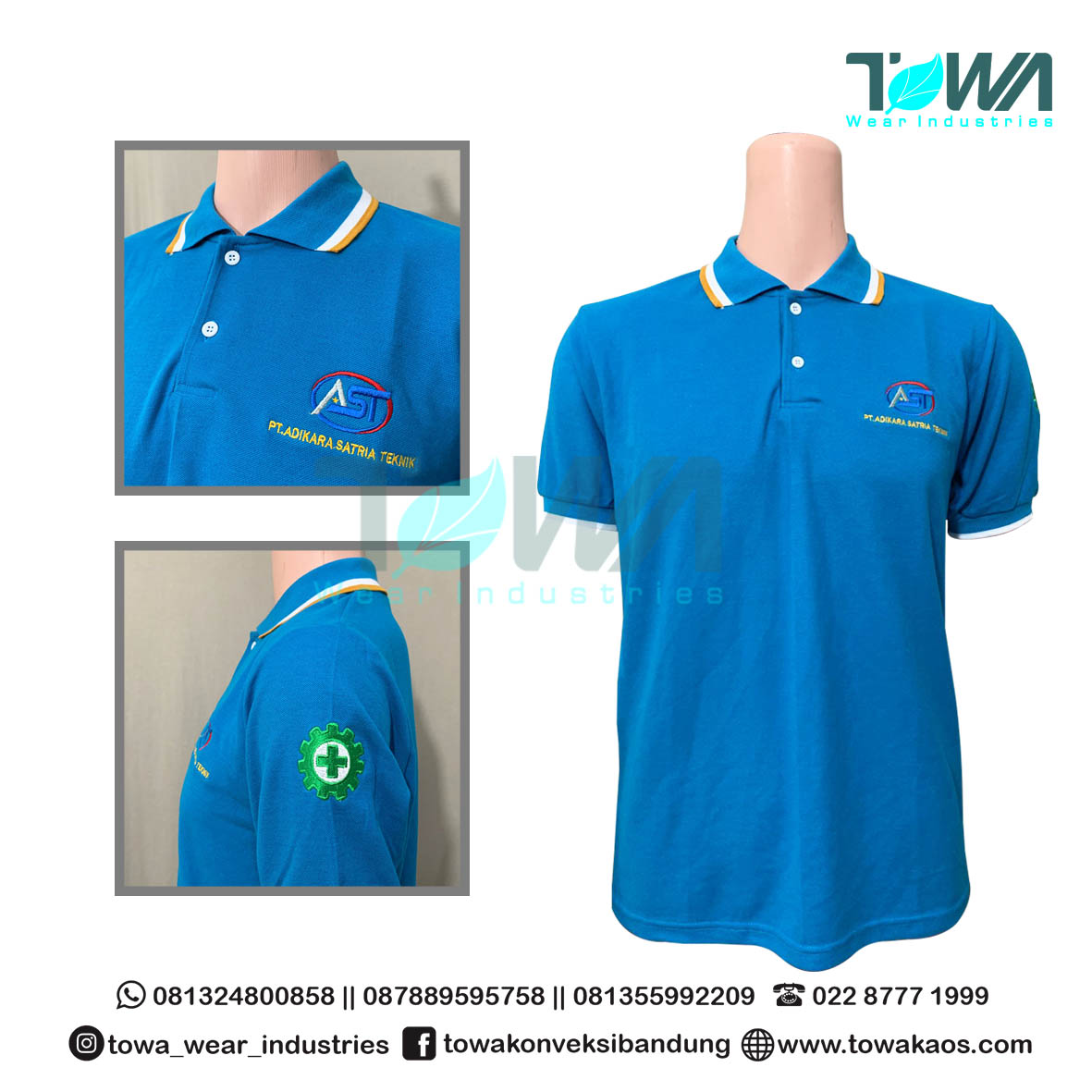 Poloshirt Baju Kaos Kerah Seragam PT. AST Turkis Tua Pendek