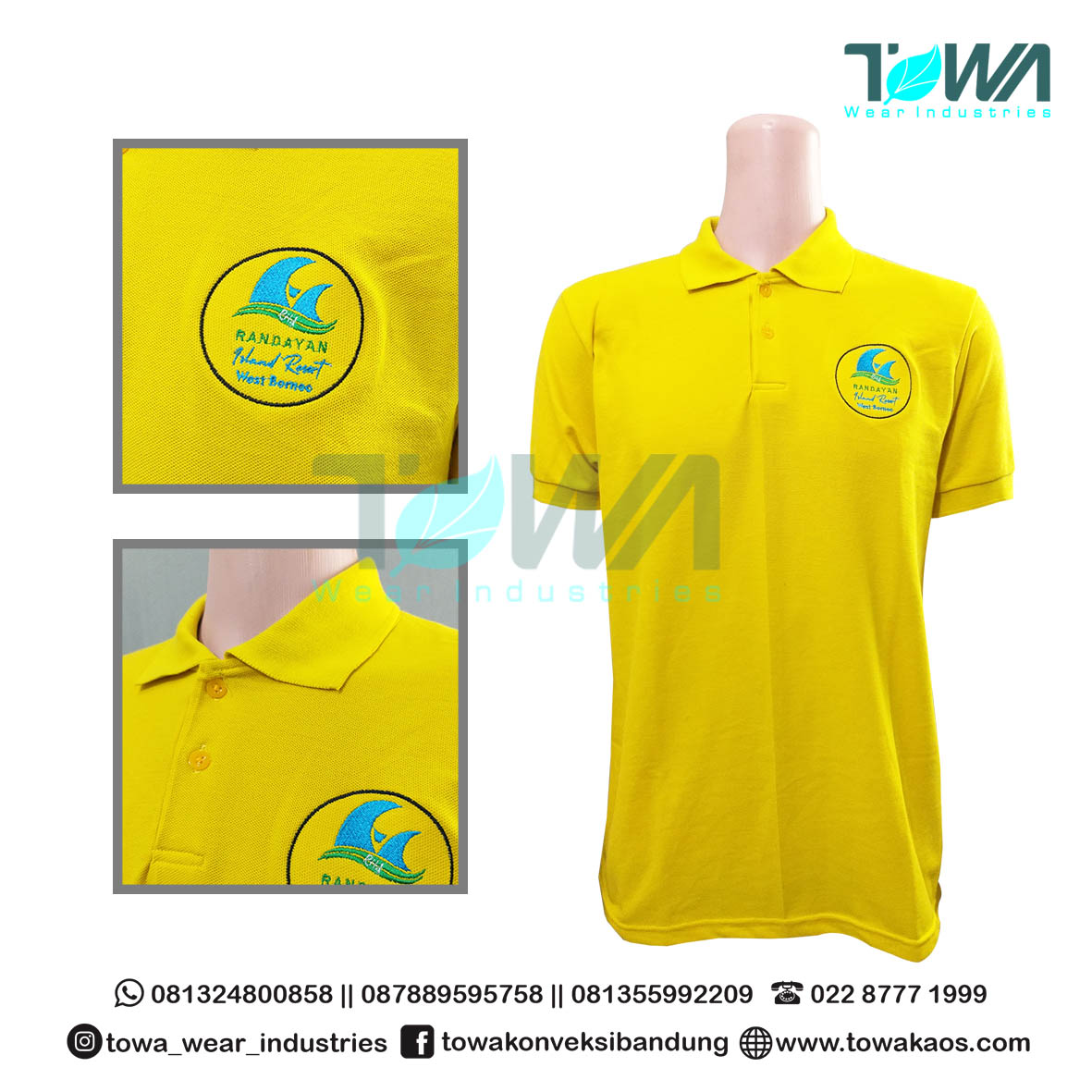Baju Poloshirt Baju Kaos Kerah Baju Gathering Perusahaan Kuning Kenari Konveksi Garment Bandung
