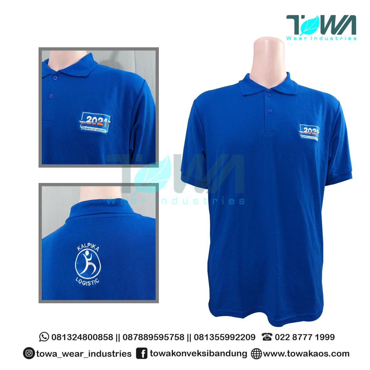 Baju Poloshirt Baju Kaos Kerah Baju Perusahaan Kalpika Logistic Bahan Lacoste Warna Biru Benhur