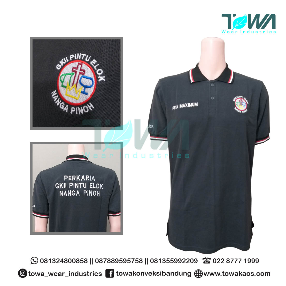 Baju Kaos Kerah Baju Poloshirt GKII Lacoste Abu Tua