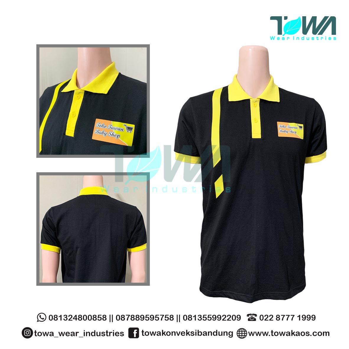 Poloshirt Baju Kaos Kerah Seragam Kerja Baby Shop Combed Hitam