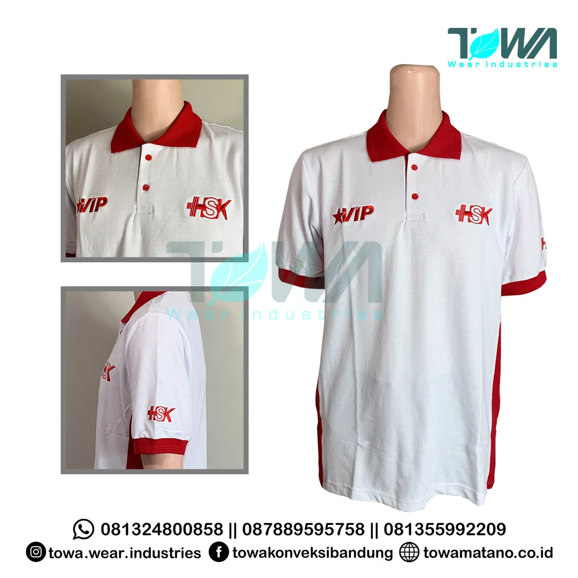 Baju Kaos Kerah Baju Poloshirt Baju Karyawan HSK Honda Lacoste Putih