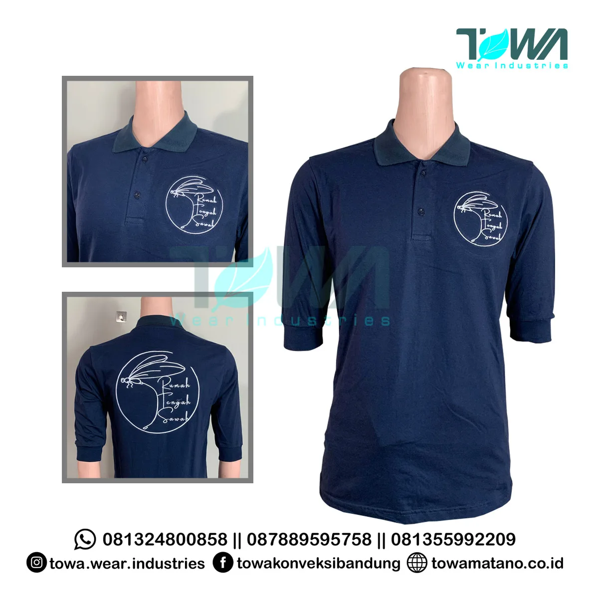 Baju Kaos Kerah Baju Poloshirt Baju Karyawan Cempaka Raya Oijen Bahan Cotton Combed Navy