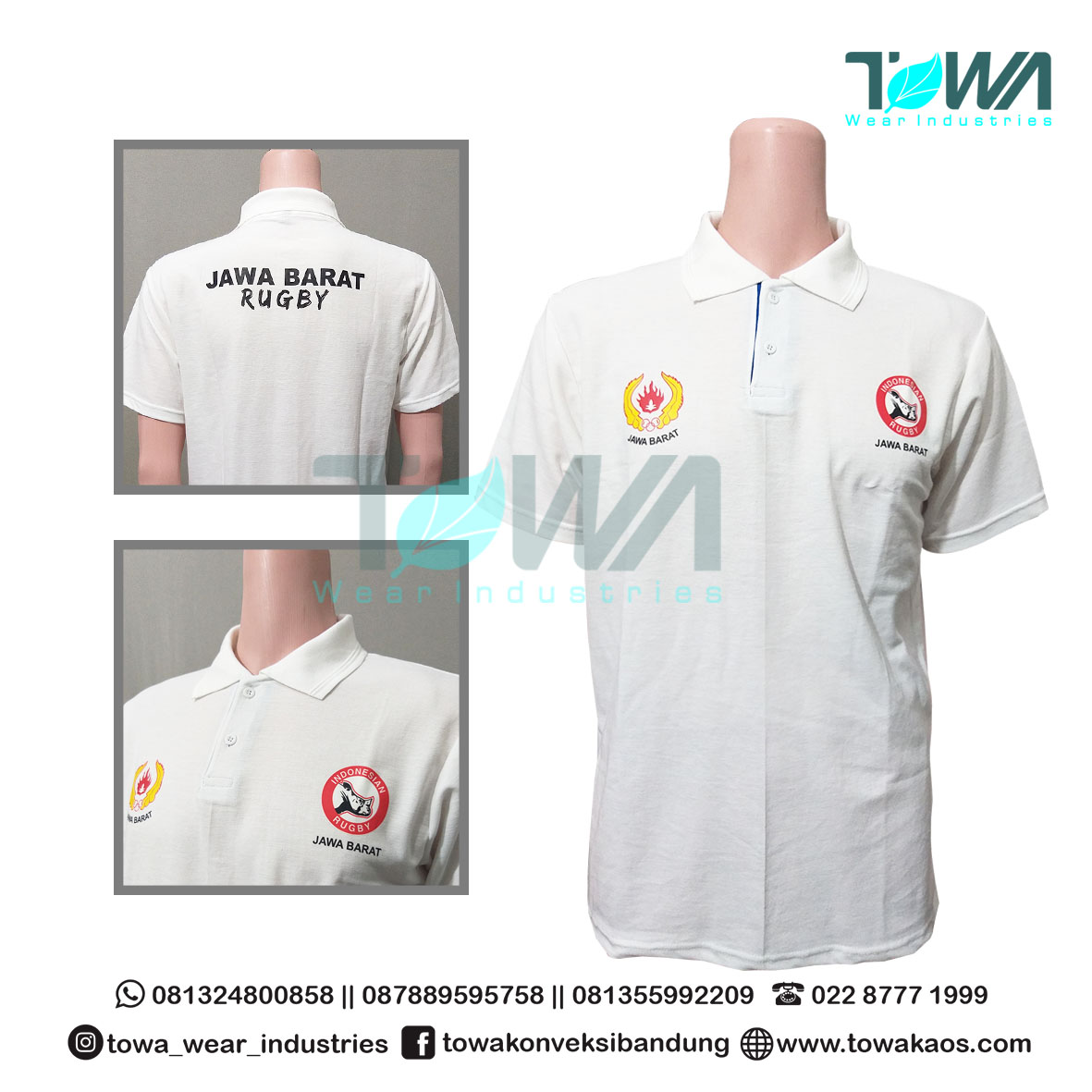 Poloshirt Baju Kaos Kerah Rugby Jawa Barat Warna Putih Lacoste 30s