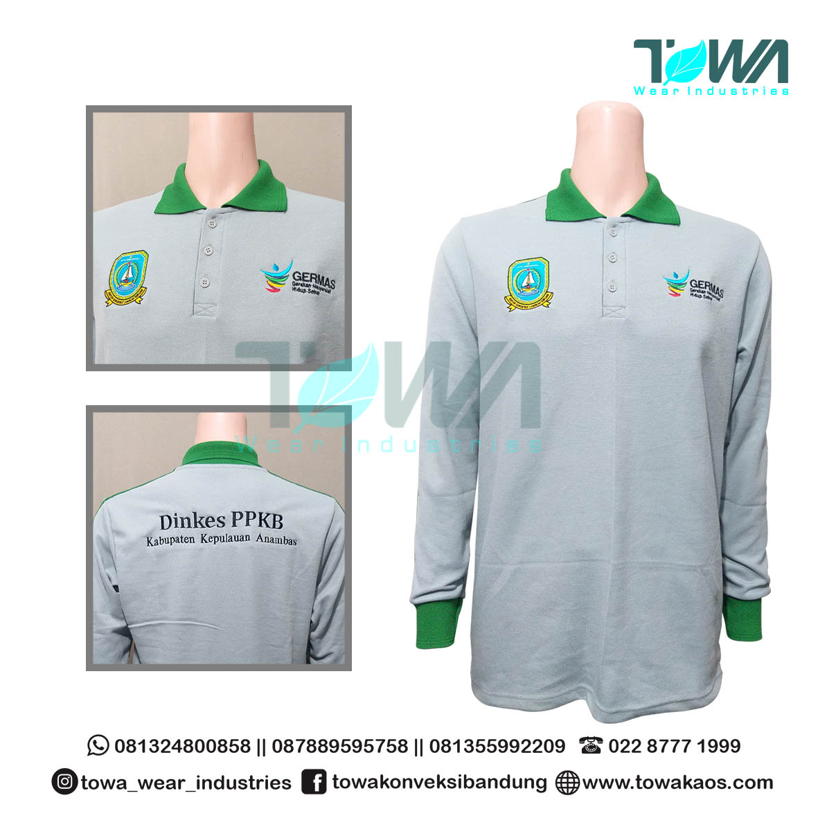 Baju Kaos Kerah Baju Poloshirt Dinkes PPKB Abu Muda