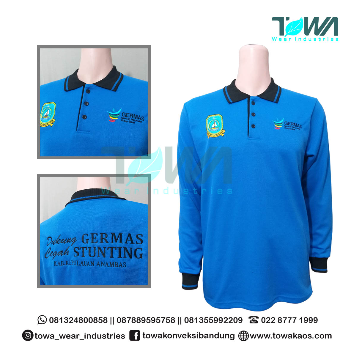 Baju Kaos Kerah Baju Poloshirt Germas Anambas Turkis