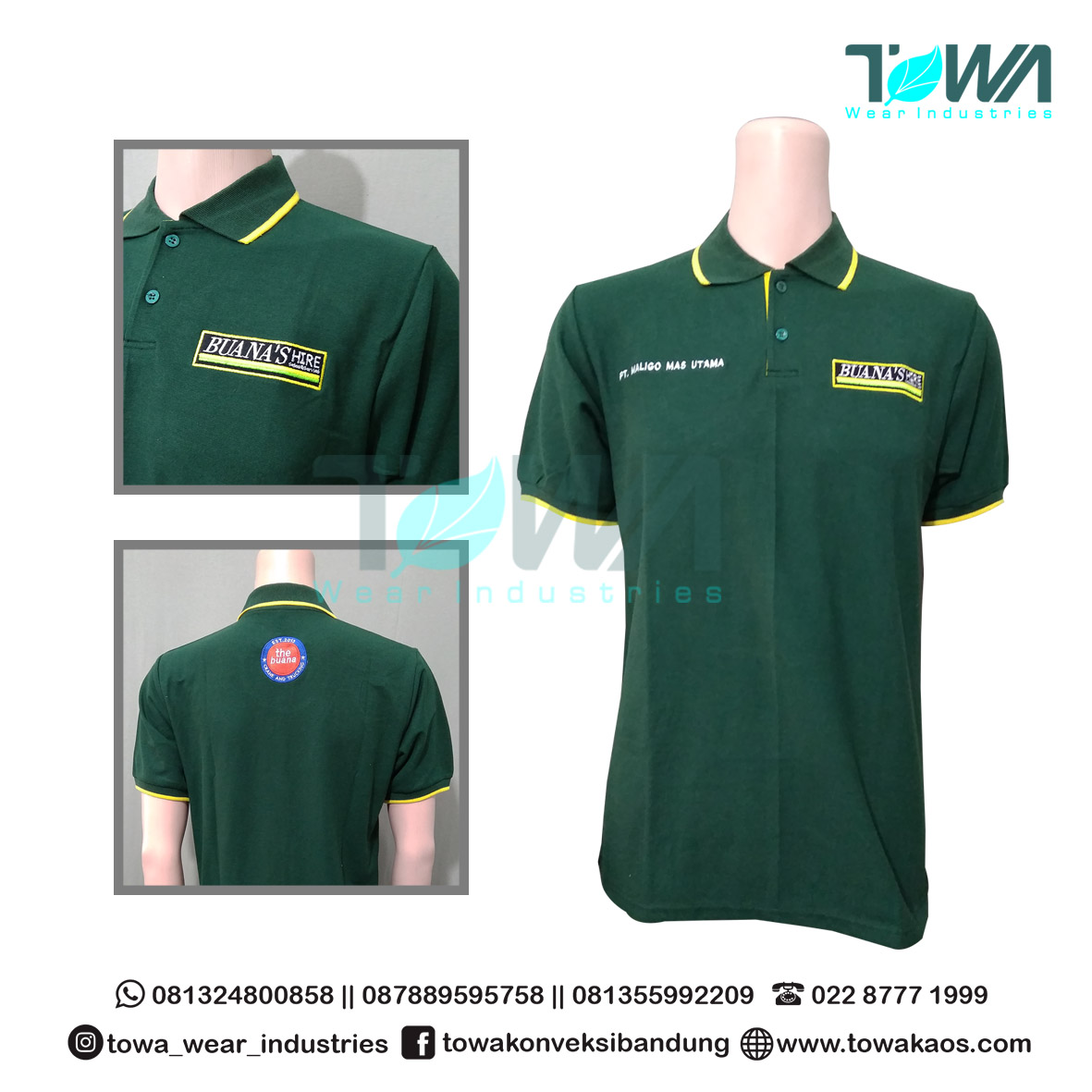 Baju Poloshirt Buanas Hire Warna Hijau Tua