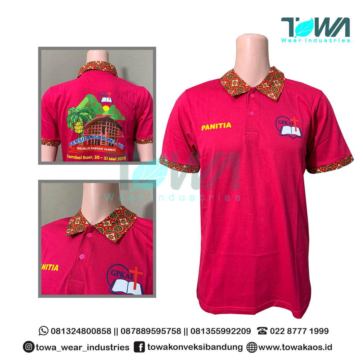 Baju Kaos Kerah Baju Poloshirt GPKAI Papua Barat Pink Magenta