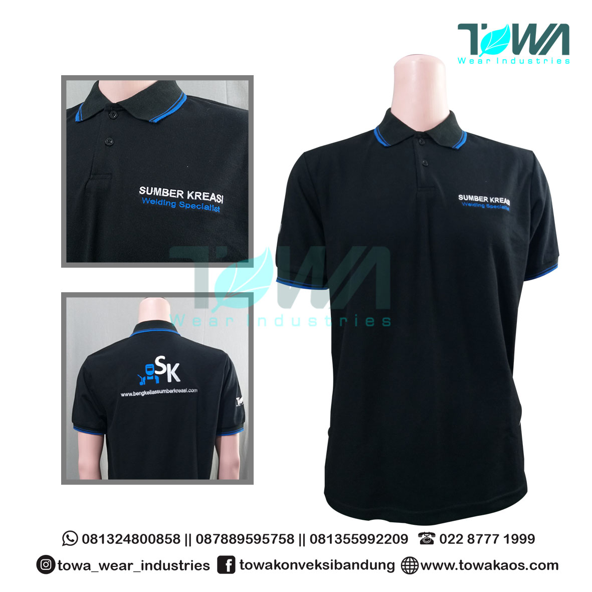 Baju Poloshirt Sumber Kreasi Hitam