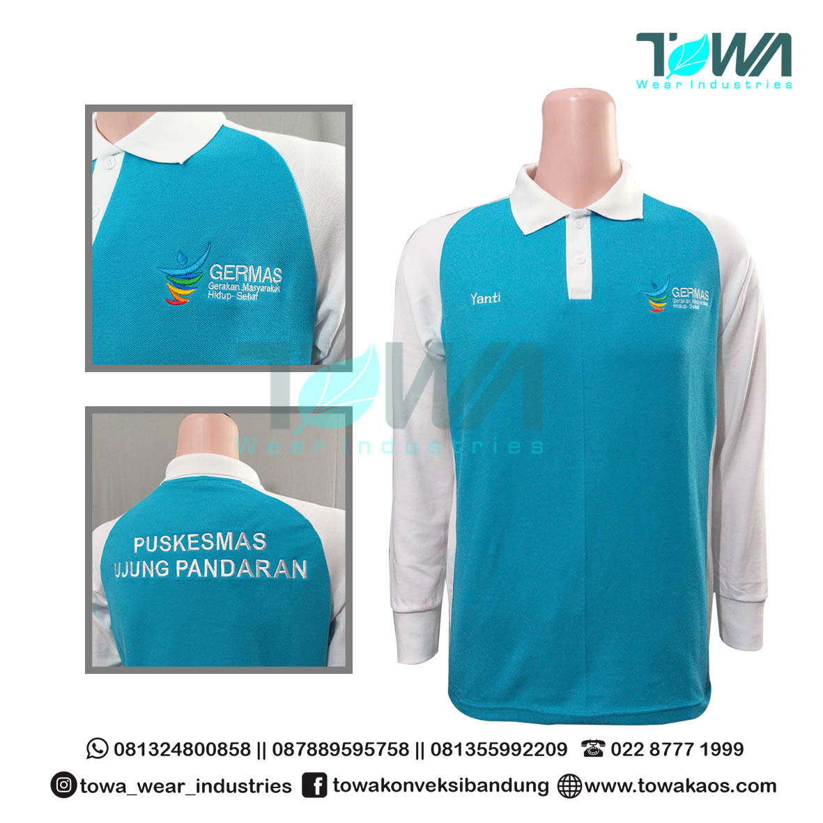 Poloshirt Baju Kaos Kerah Reglan HKN Puskesmas Ujung Pandaran Lengan Panjang