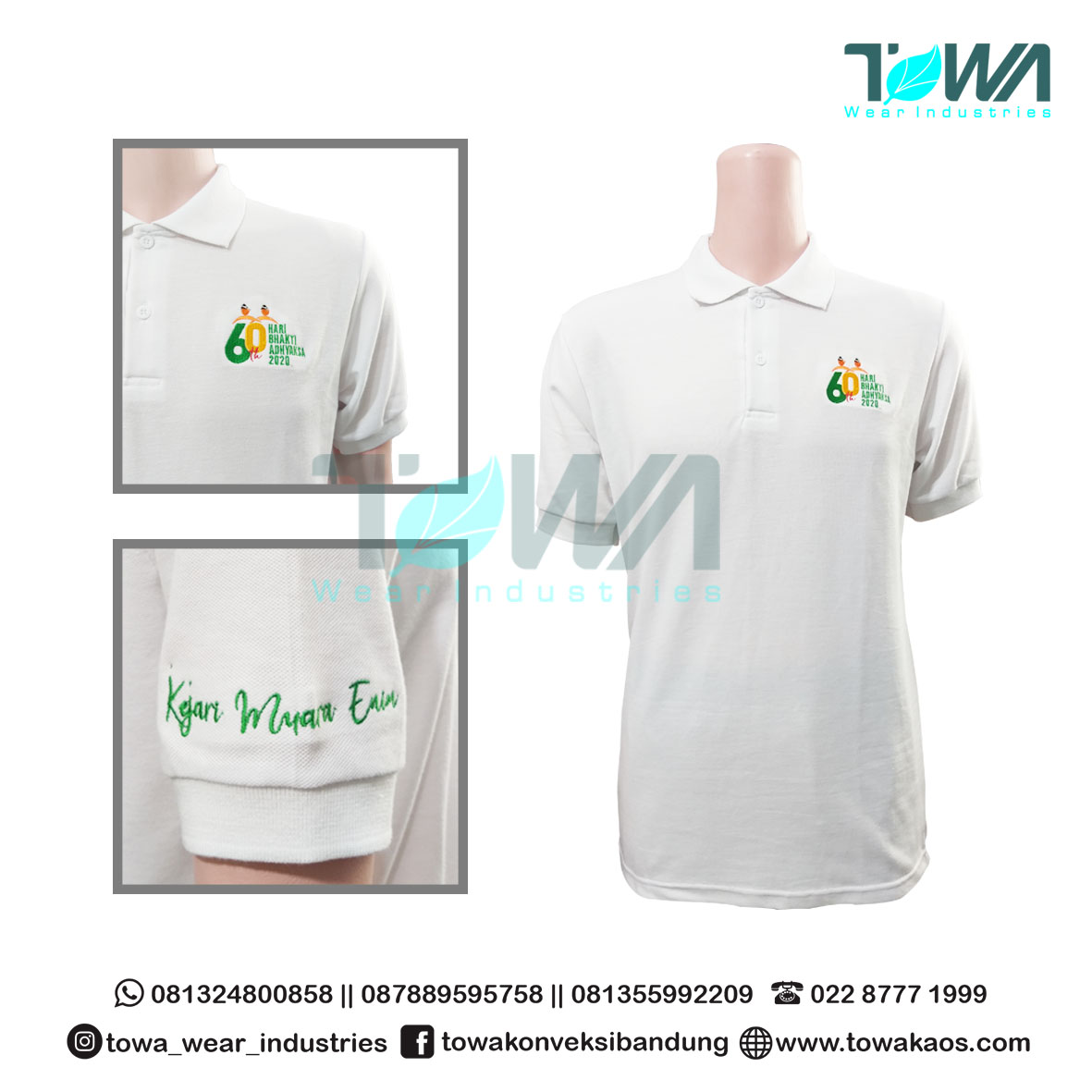 Poloshirt Baju Kaos Kerah Putih Kejaksaan Negeri Muara Enim