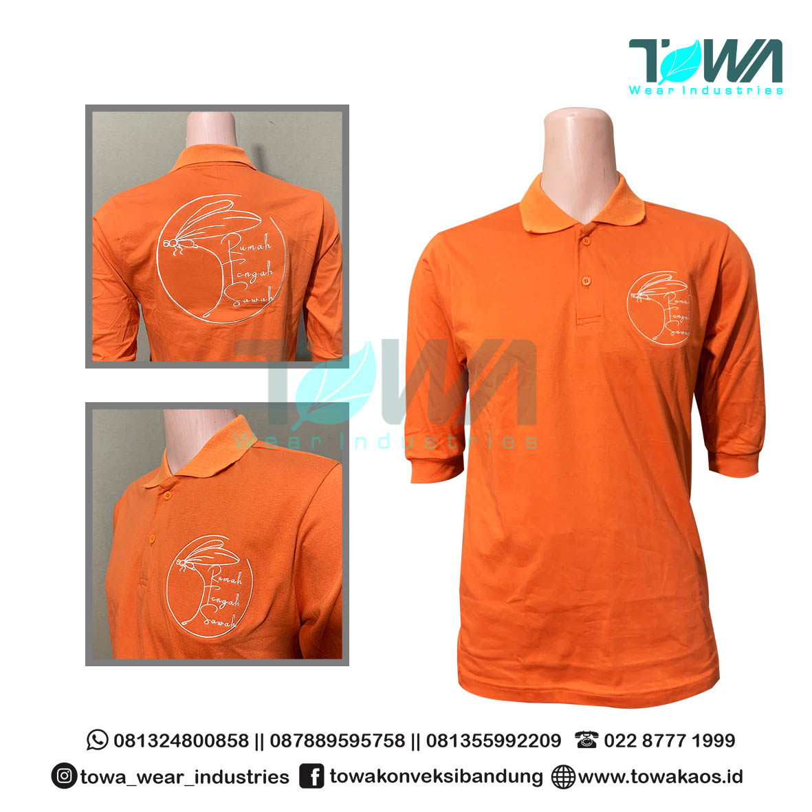 Poloshirt Baju Kaos Kerah Seragam Karyawan PT. Cempaka Raya Oijen Bahan Combed 24s Terracotta