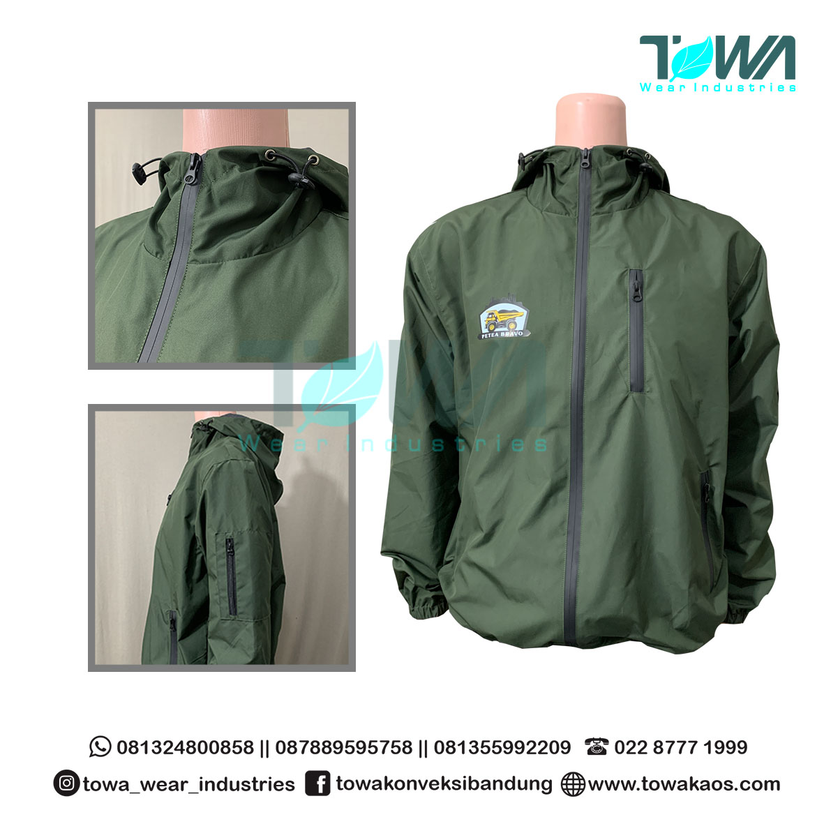 Jaket Hoodie Parasut Waterproof Anti Air Jaket Outdoor Army Valcond