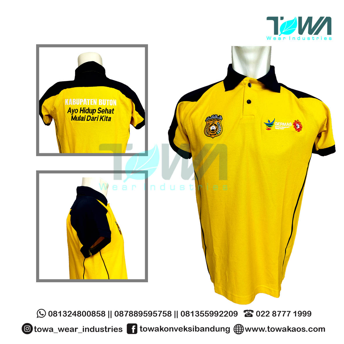 Baju Kaos Kerah Poloshirt Germas Kombinasi Kuning Hitam