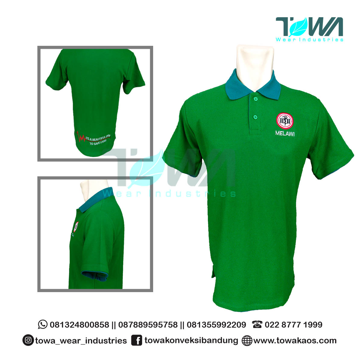 Baju Kaos Kerah Poloshirt IDI Melayu Lacoste Hijau Fuji