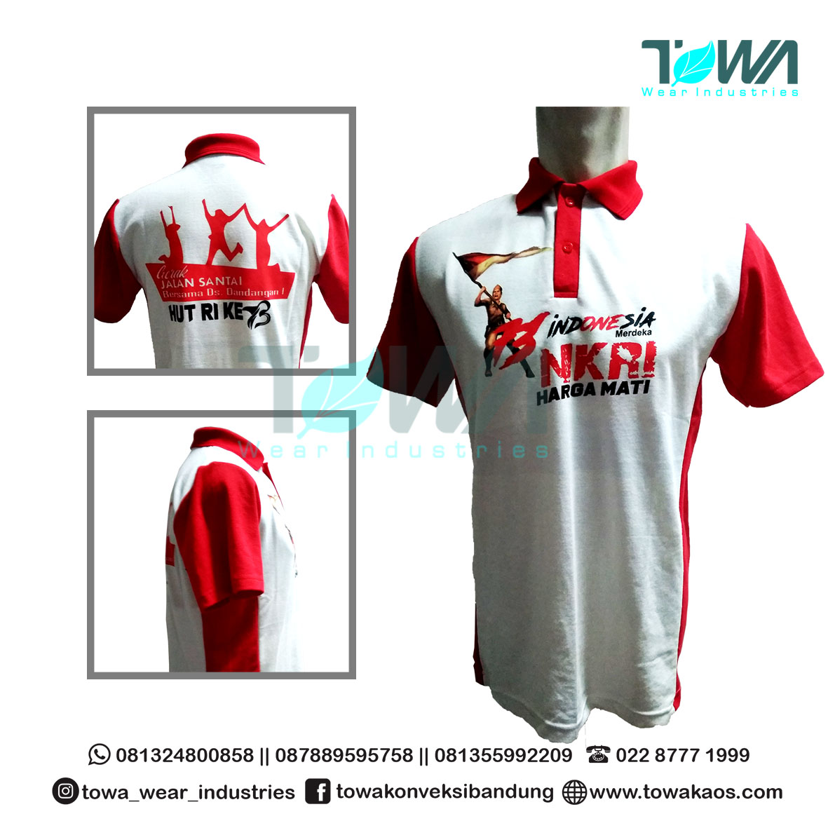 Baju Kaos Kerah Poloshirt NKRI Merah Putih