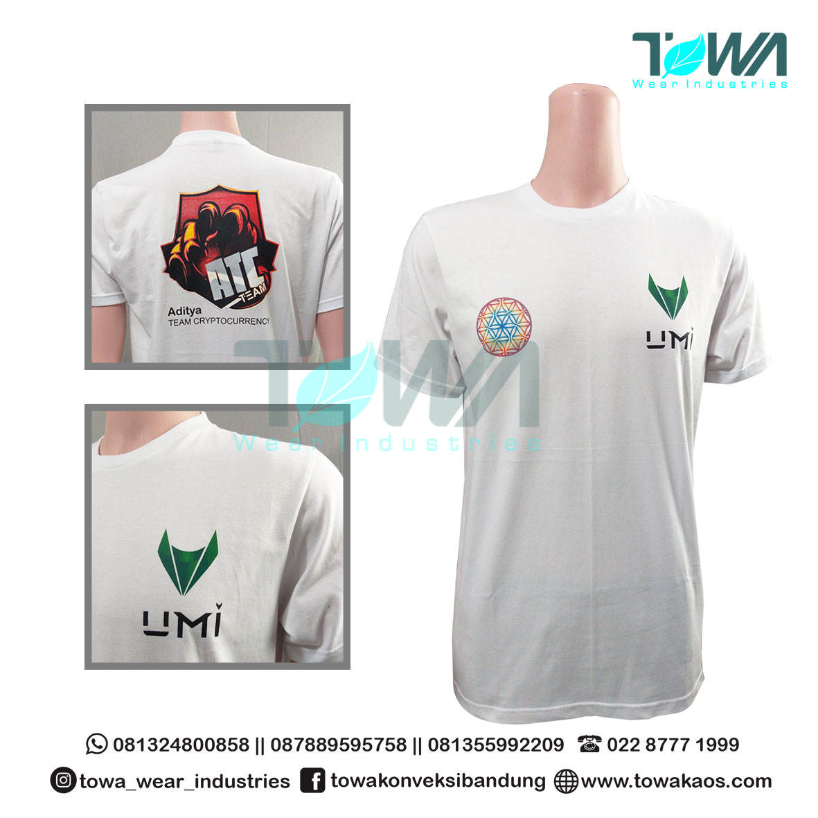 Baju Kaos Oblong Baju UMI Cotton Combed 24s Putih