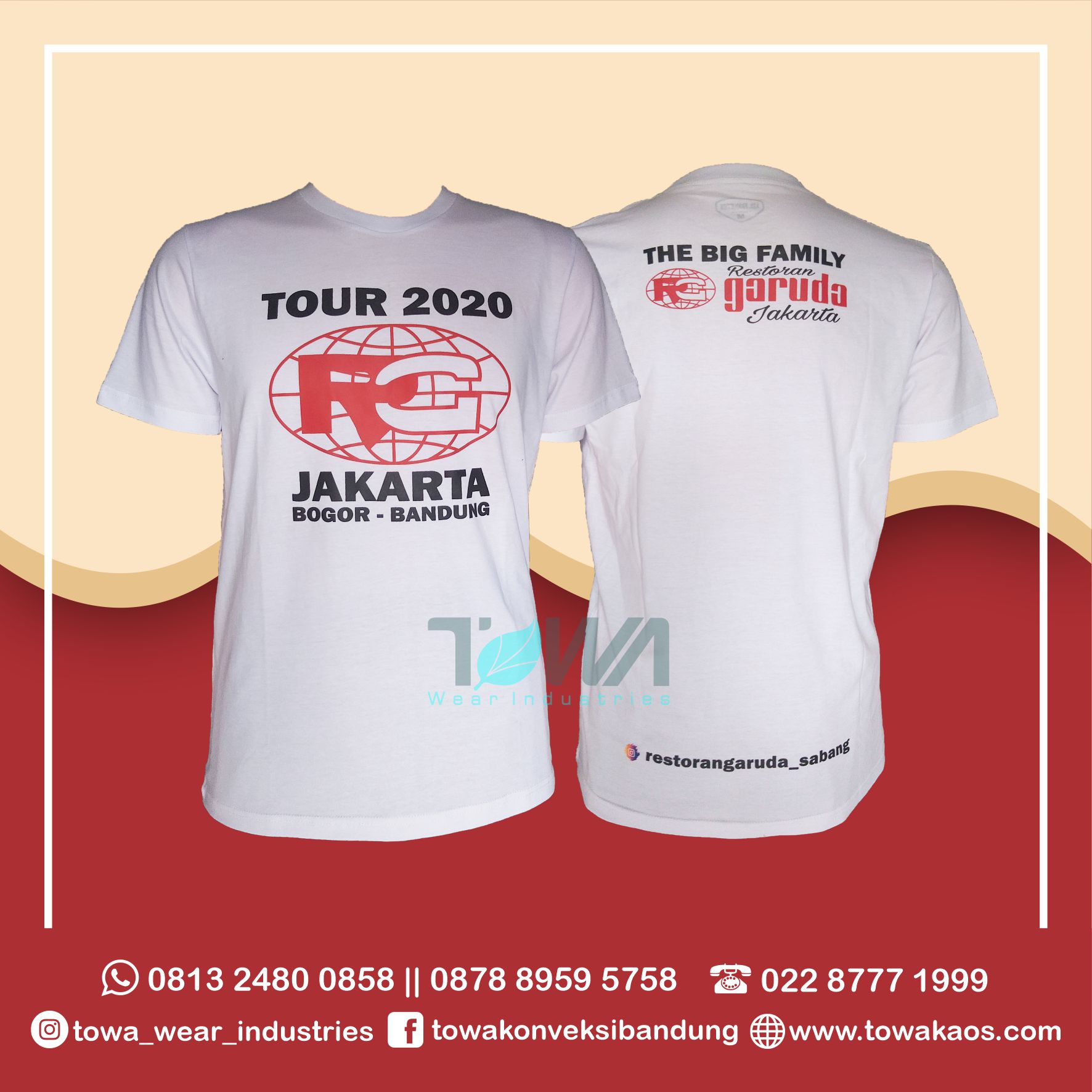 Baju Kaos Oblong T-shirt Seragam Event Gathering Restoran Garuda Warna Putih Bahan Cotton Combed