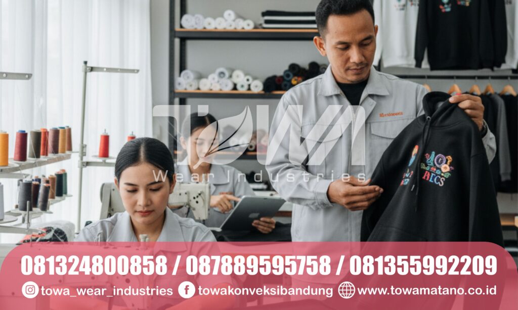 Konveksi Jaket Hoodie, Desain Jahit Sablon Bisa Custom